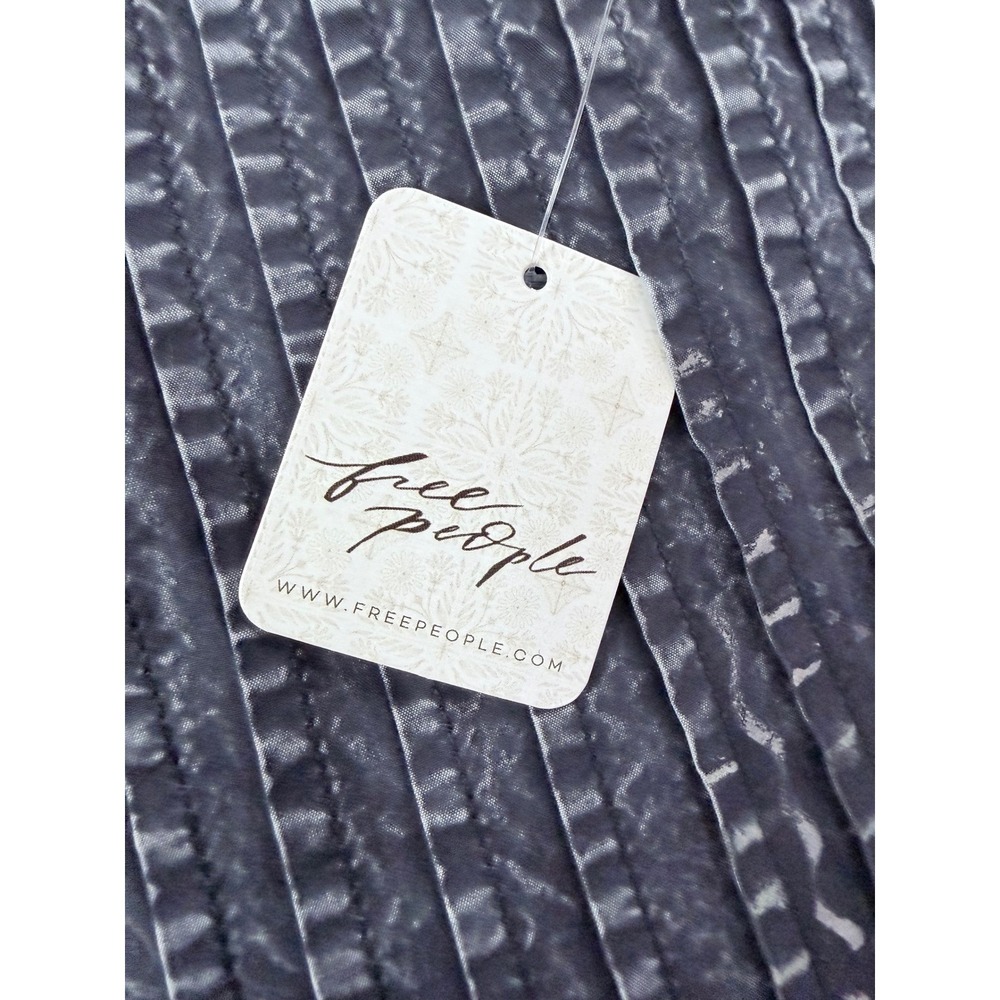 Free People Heartbreaker Mini Skirt Womens 12 Washed Black NEW Smocked Pleated - Picture 3 of 9